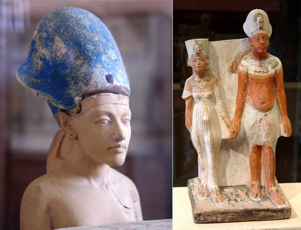 Akenaten and Nefertiti Blue Crown Egypte Louvre Ancient Egypt Amenhotep IV